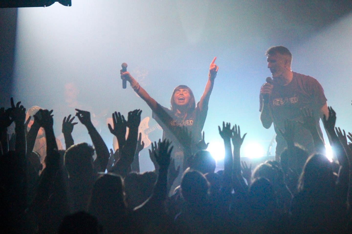 After Sunday vocalists leading an energetic worship moment